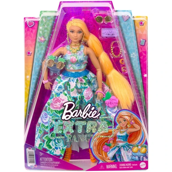Mattel Barbie Extra Fancy Puppe Im Blauen Kleid Mit Blumenmuster – Bild 6