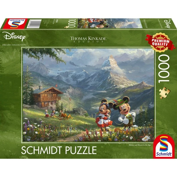 Schmidt Spiele Thomas Kinkade Studios: Disney - Mickey & Minnie In Den Alpen, Puzzle